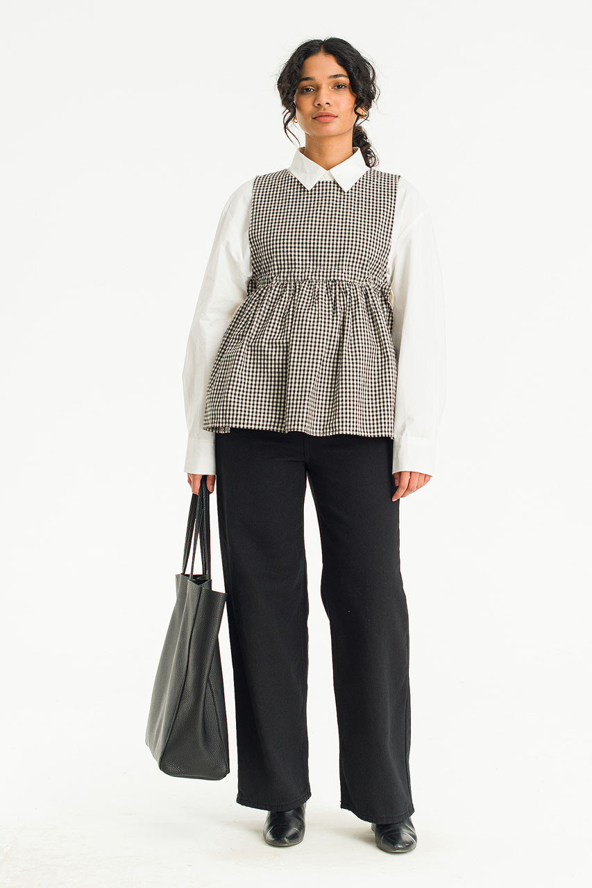 Faye Ribboned Vest, Black Gingham
