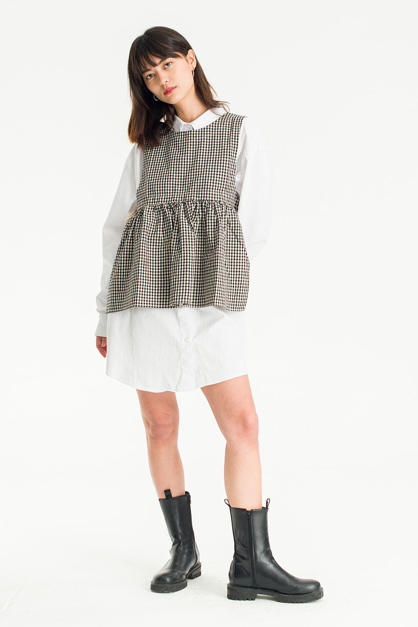Faye Ribboned Vest, Black Gingham