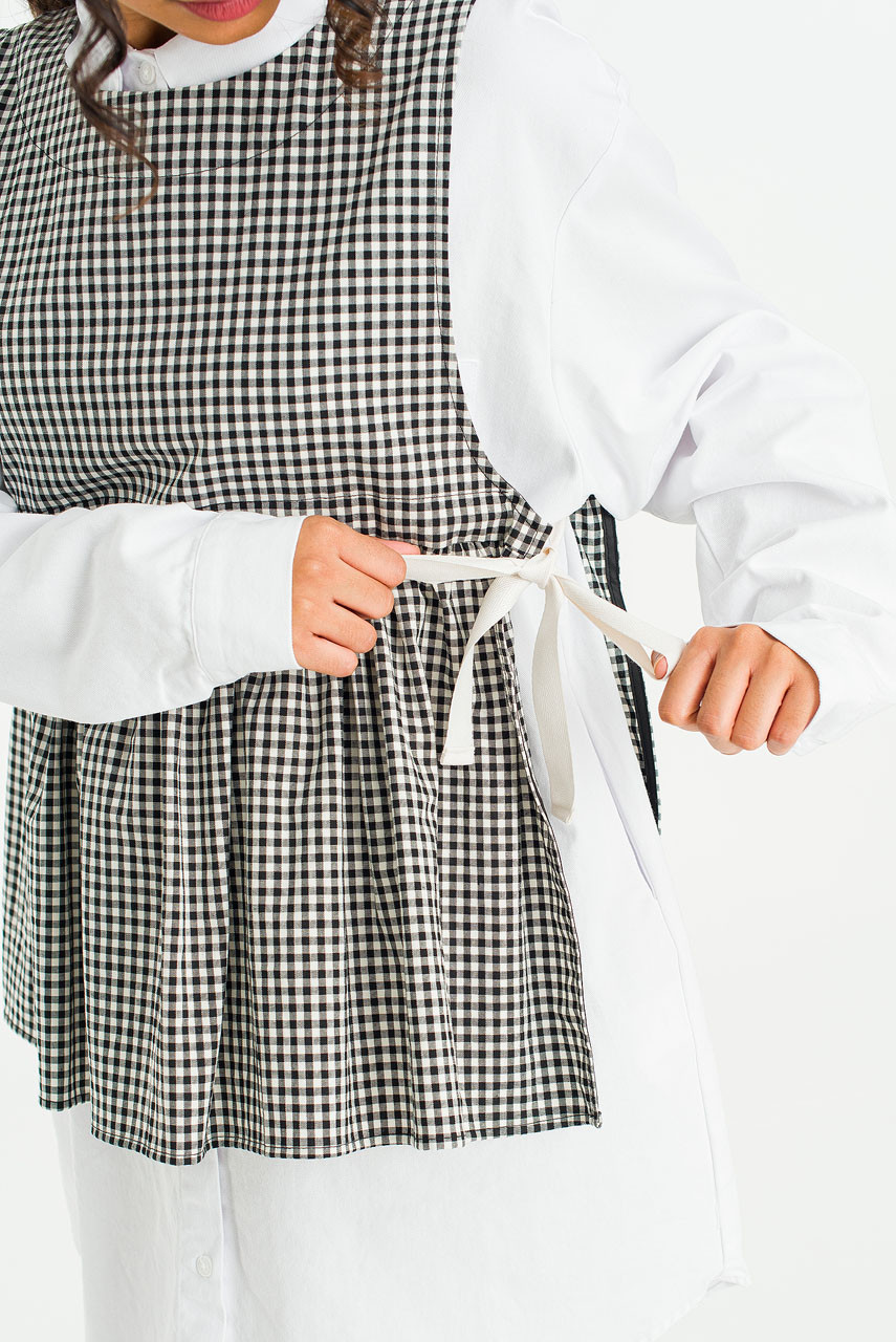 Faye Ribboned Vest, Black Gingham