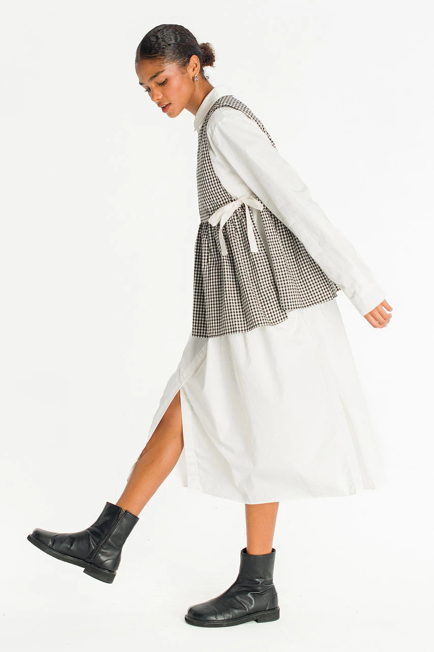 Faye Ribboned Vest, Black Gingham