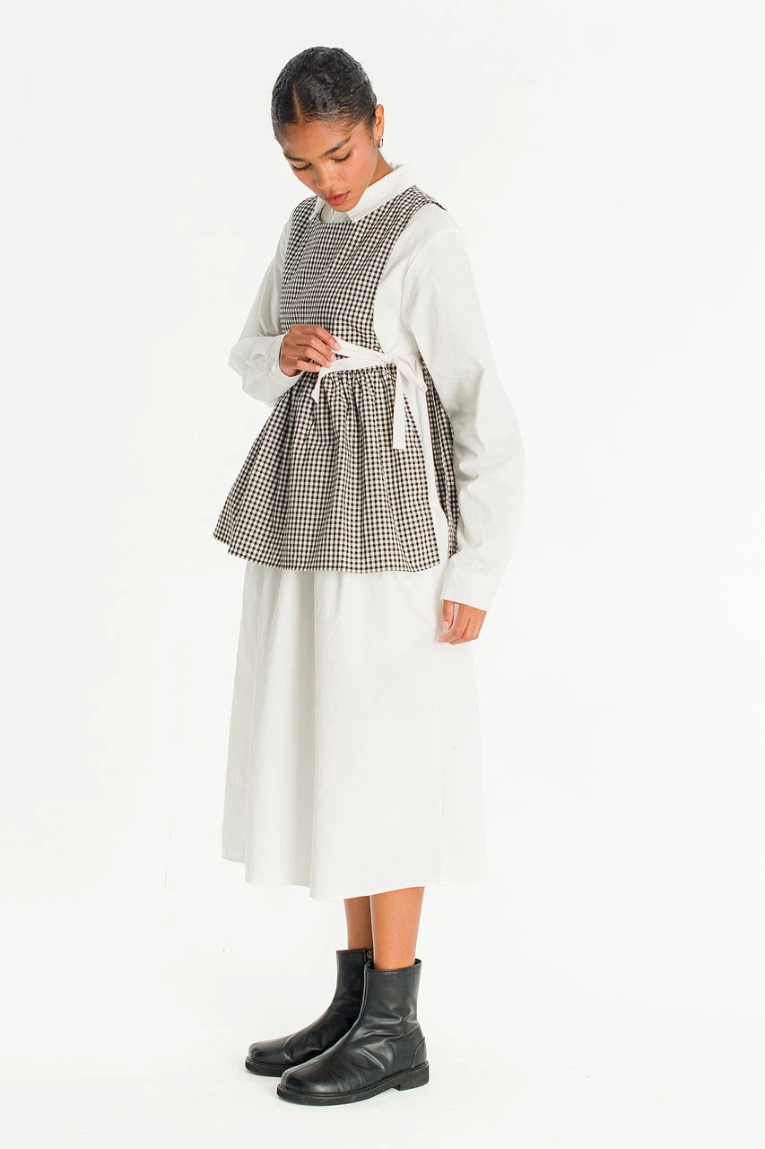 Faye Ribboned Vest, Black Gingham