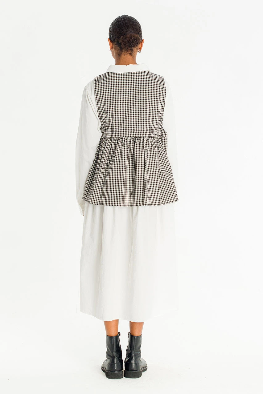 Faye Ribboned Vest, Black Gingham
