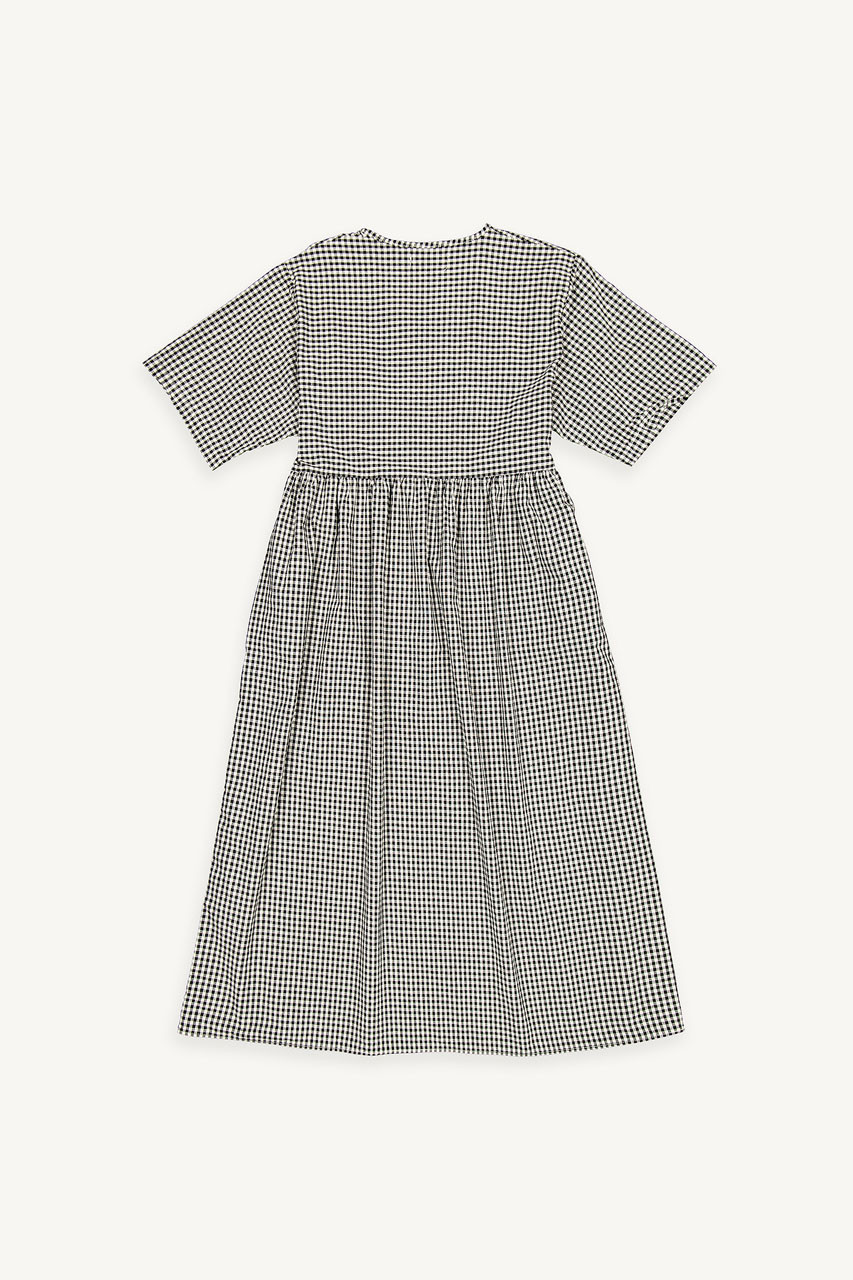 Faye Ribbon Dress, Gingham Black