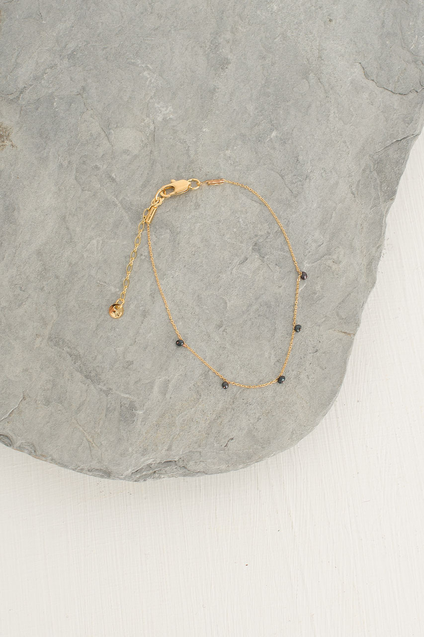 Lucy Mini Pearls Bracelet, Gold Plated/Black Pearl