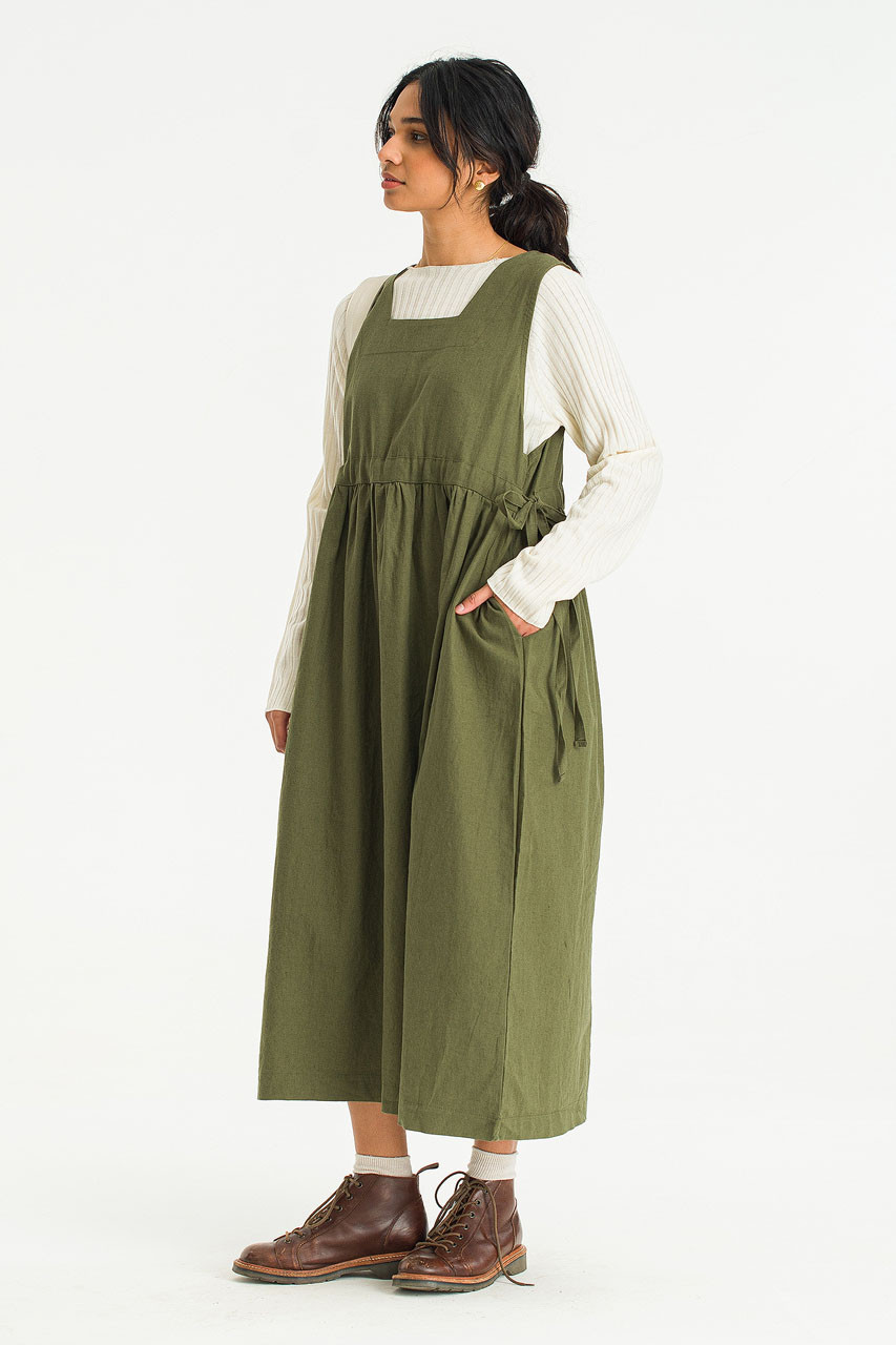 Martha Twin Ribbon Dress, Khaki