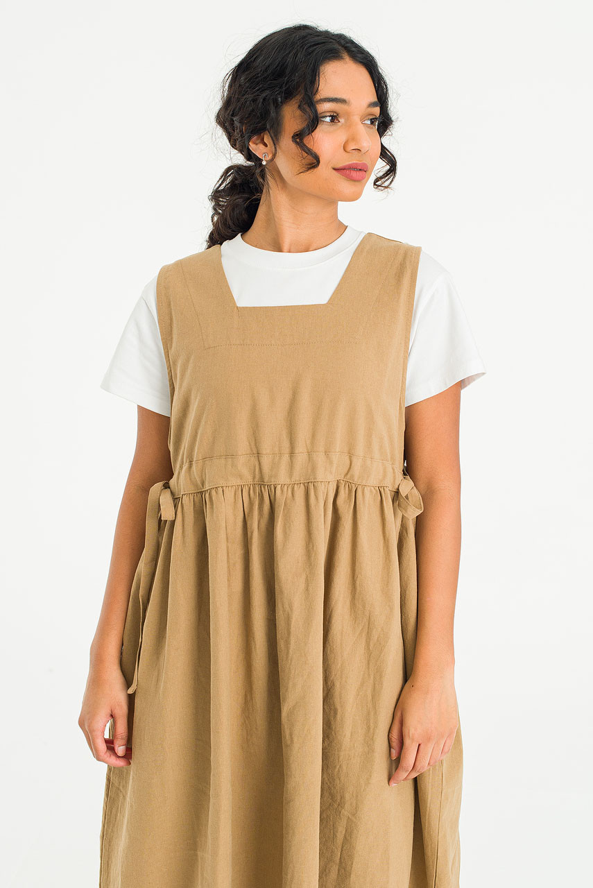 Martha Twin Ribbon Dress, Beige