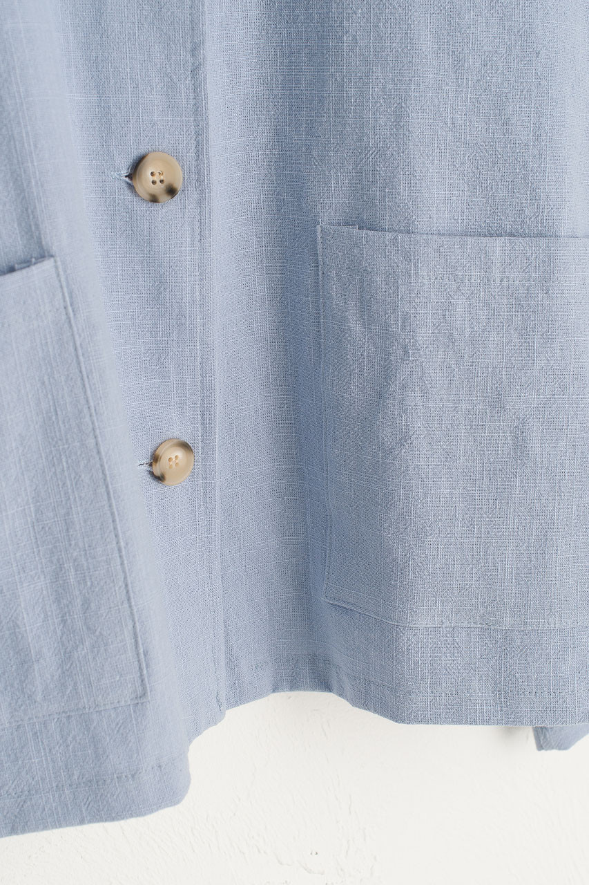 Linen Blend Simple Jacket, Sky Blue