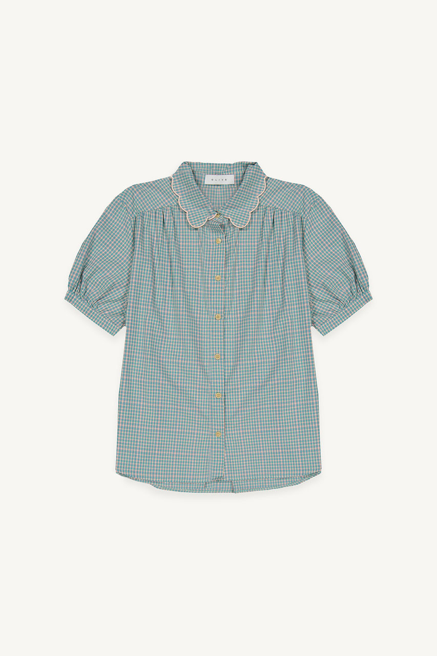 Nori Check Blouse, Khaki