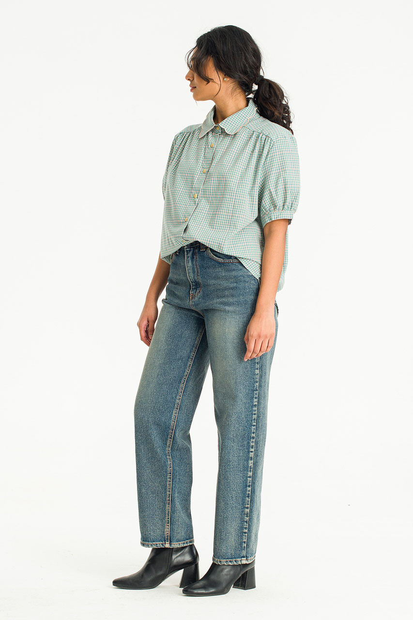 Nori Check Blouse, Khaki