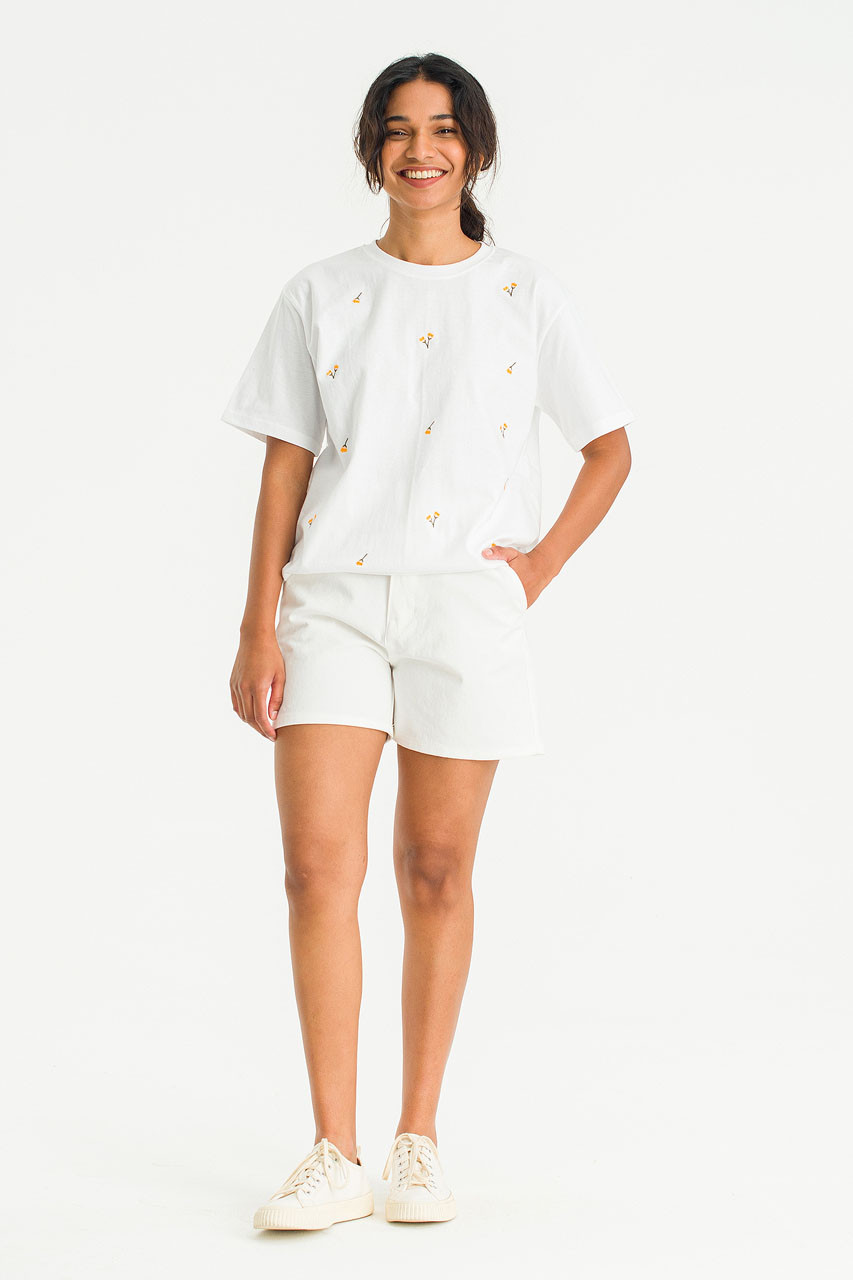 Dandelion Embroidered Tee, White
