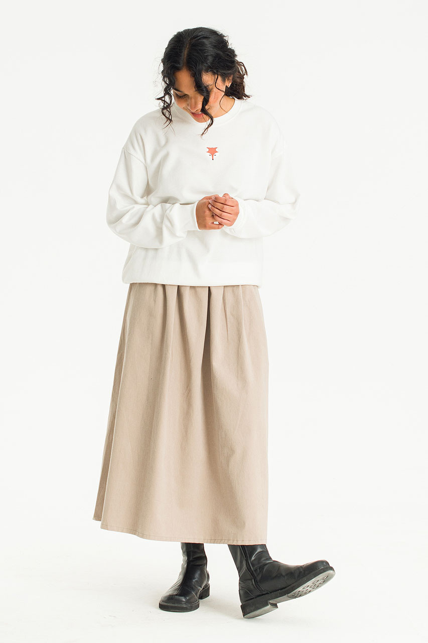 Fox Embroidery Sweatshirt, Ivory