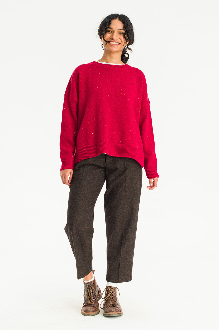Boucle Round Neck Jumper, Mix Wine