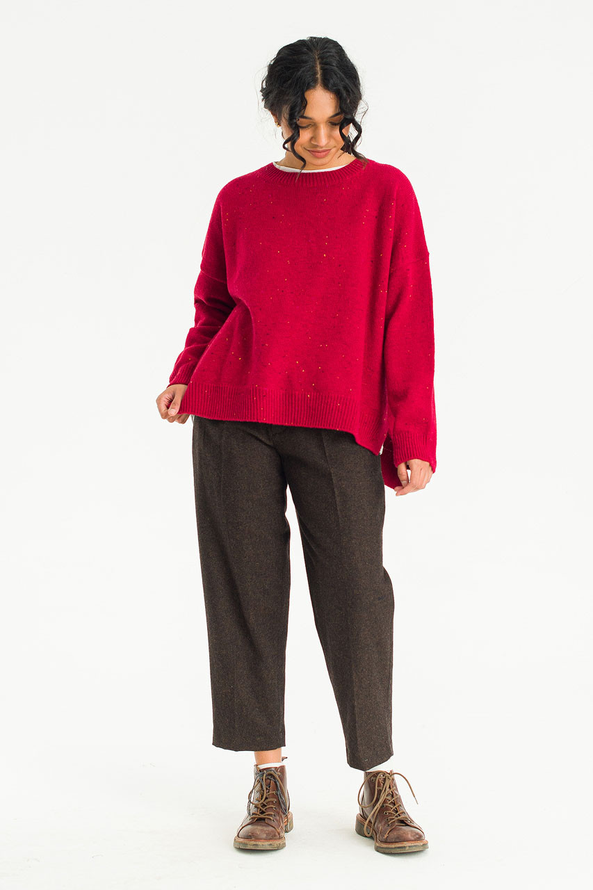 Boucle Round Neck Jumper, Mix Wine