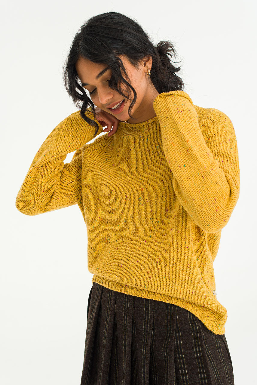Flecked Fisherman Knit, Mustard