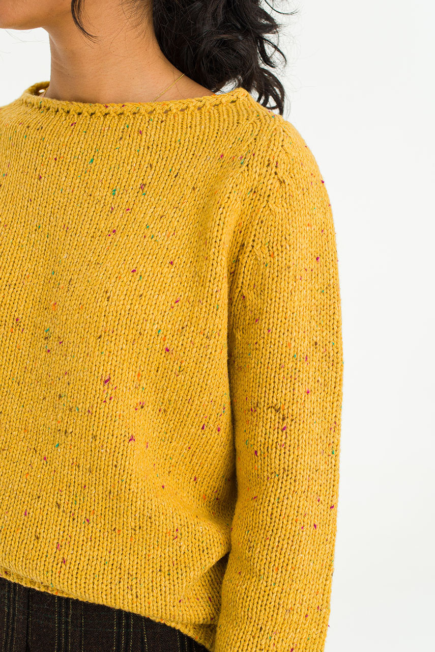 Flecked Fisherman Knit, Mustard