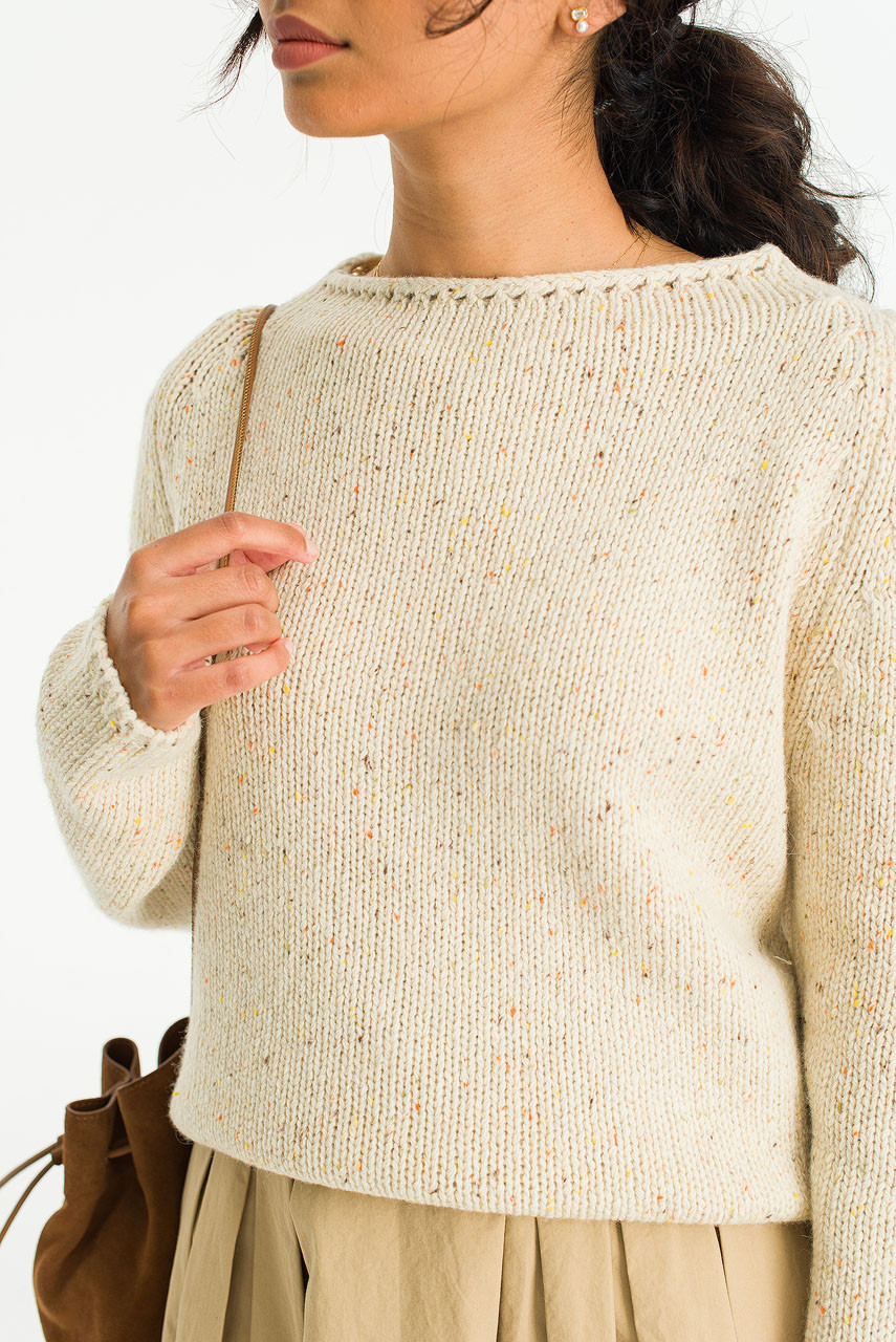 Flecked Fisherman Knit, Ivory