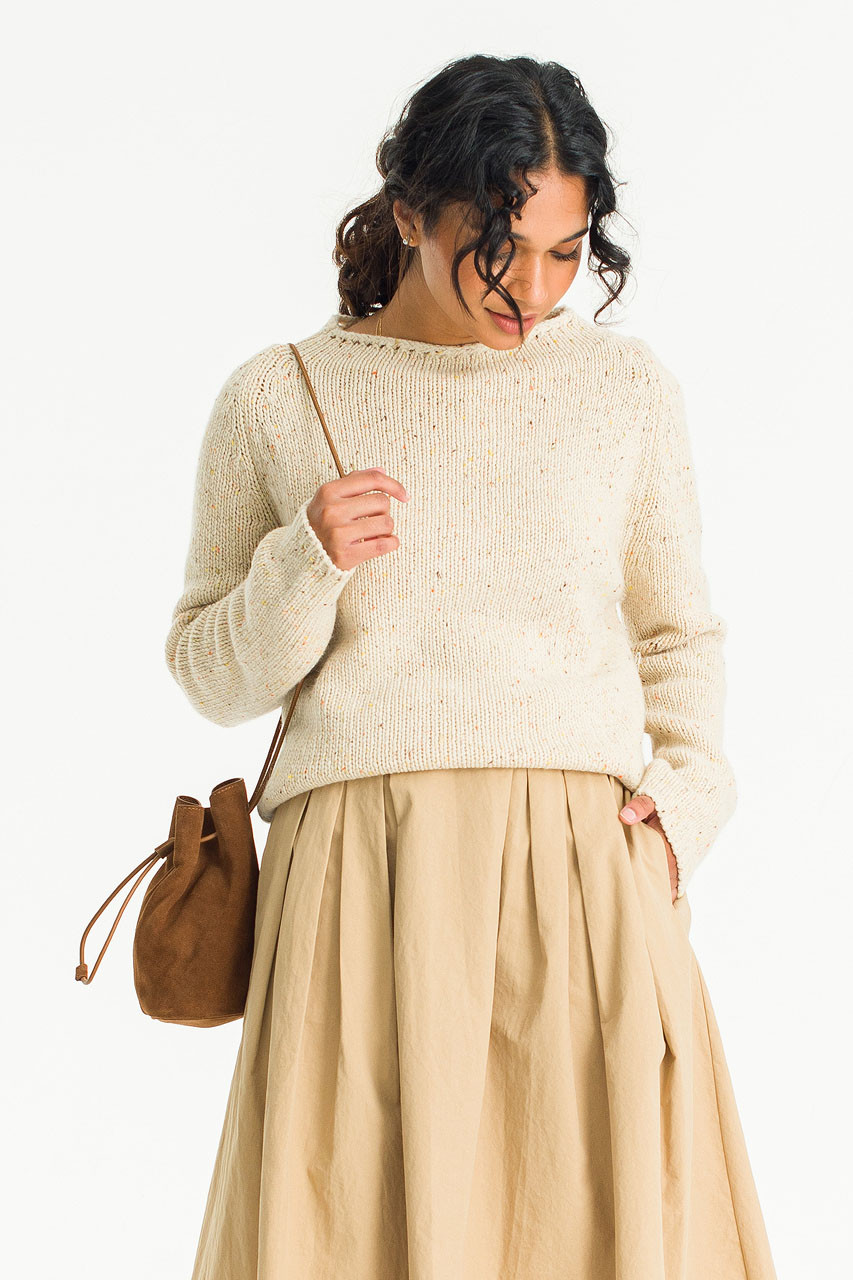 Flecked Fisherman Knit, Ivory