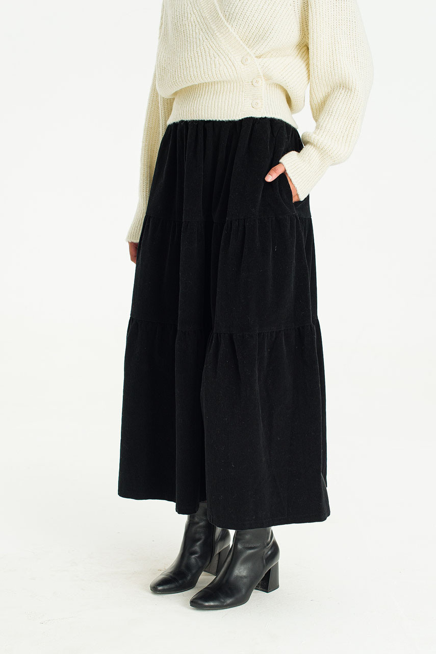 Meard Cord Skirt, Black
