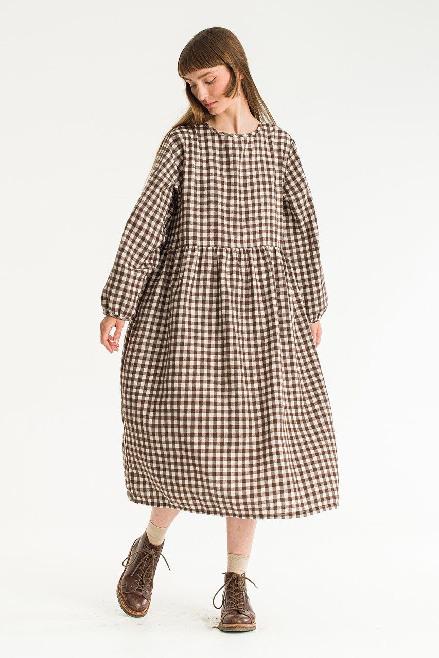 Two Way Noa Gingham Dress, Brown