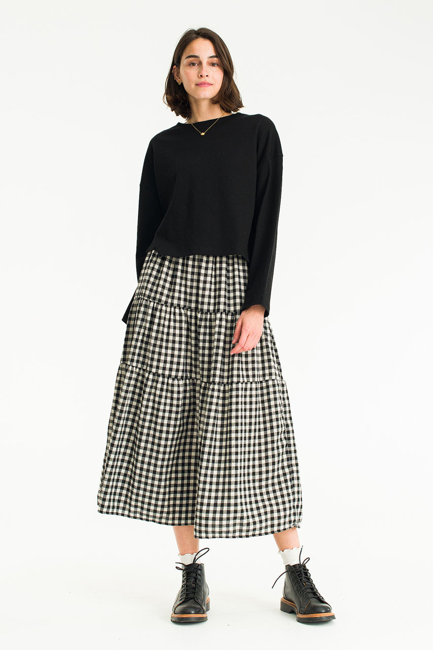 Faye Gingham Skirt, Black