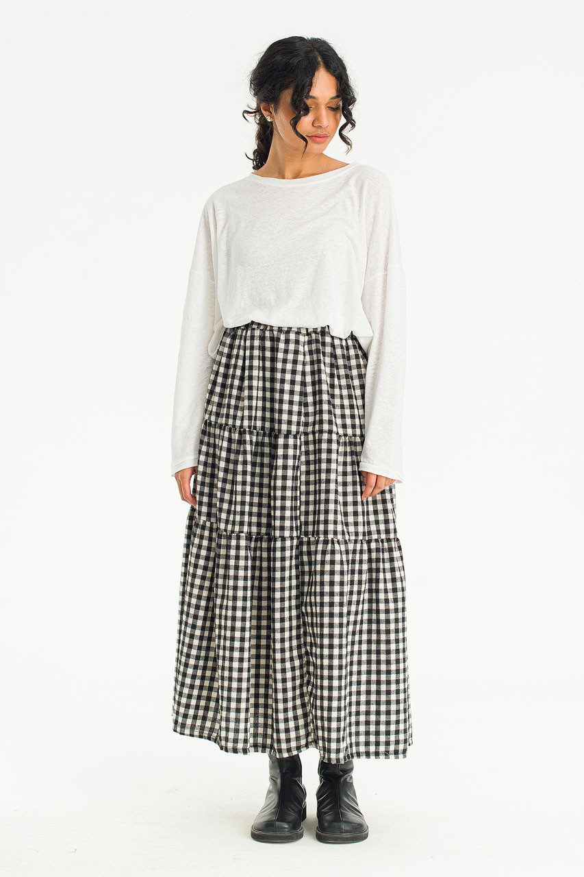 Faye Gingham Skirt, Black