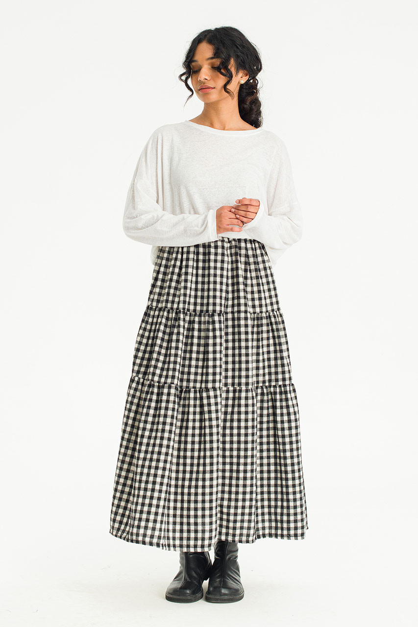 Faye Gingham Skirt, Black