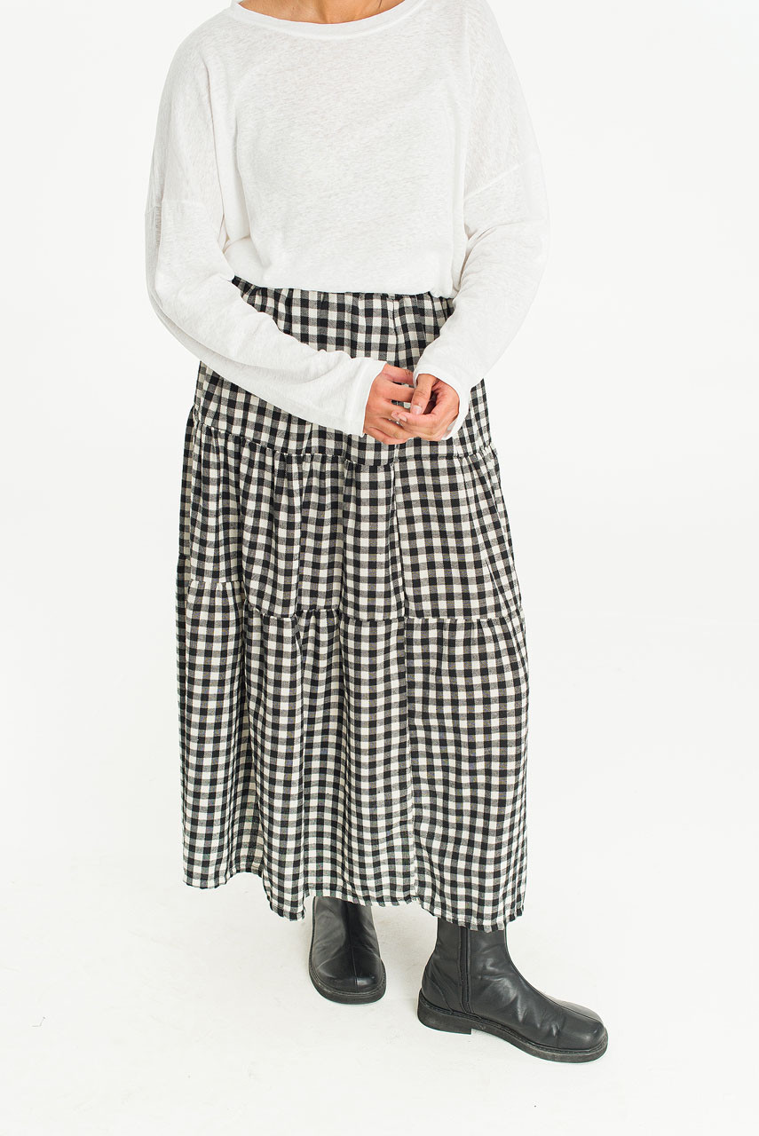 Faye Gingham Skirt, Black