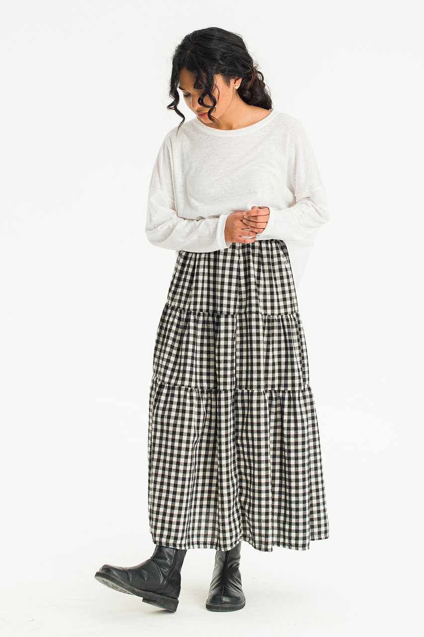 Faye Gingham Skirt, Black