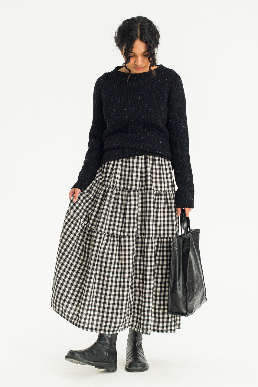 Faye Gingham Skirt, Black