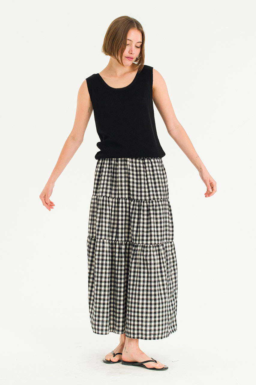 Faye Gingham Skirt, Black