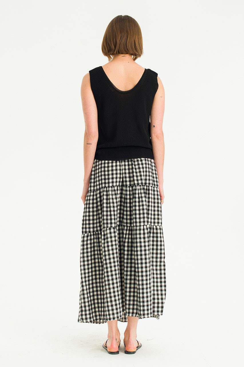 Faye Gingham Skirt, Black