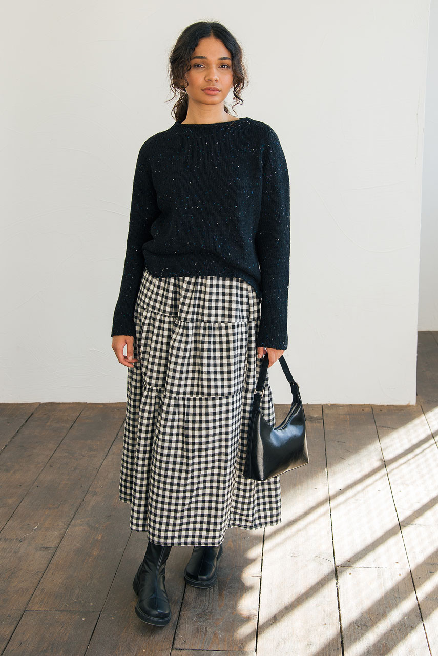 Faye Gingham Skirt, Black