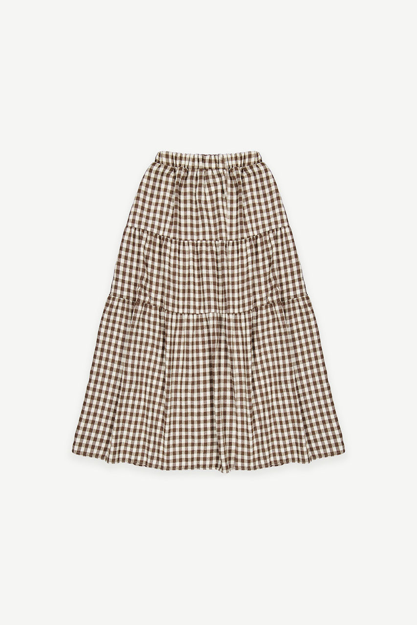Faye Gingham Skirt, Brown