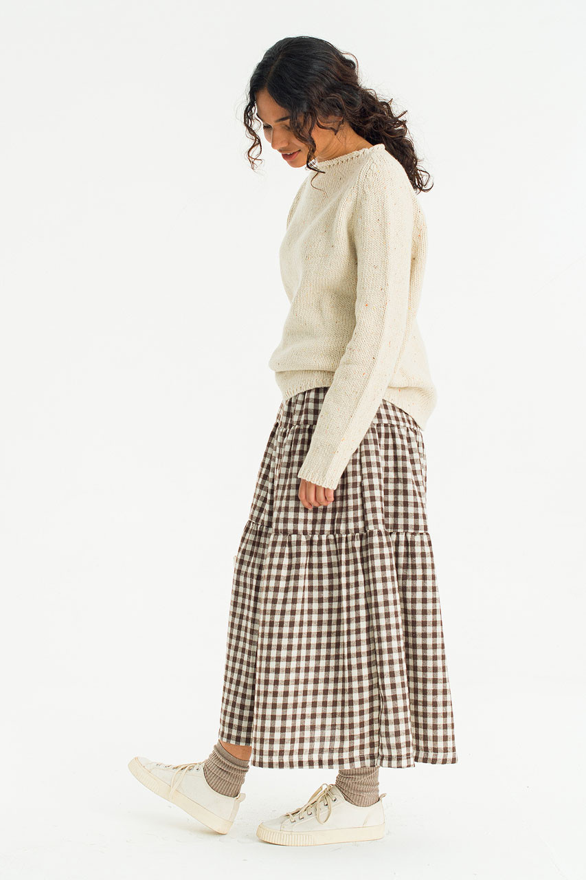 Faye Gingham Skirt, Brown