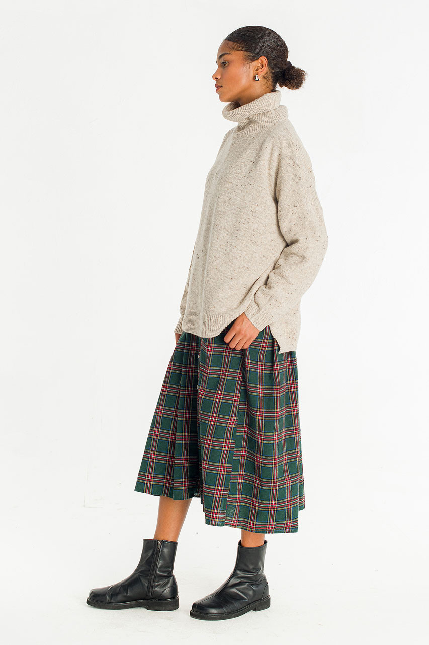 Oversize Boucle Roll Neck Jumper, Pebble