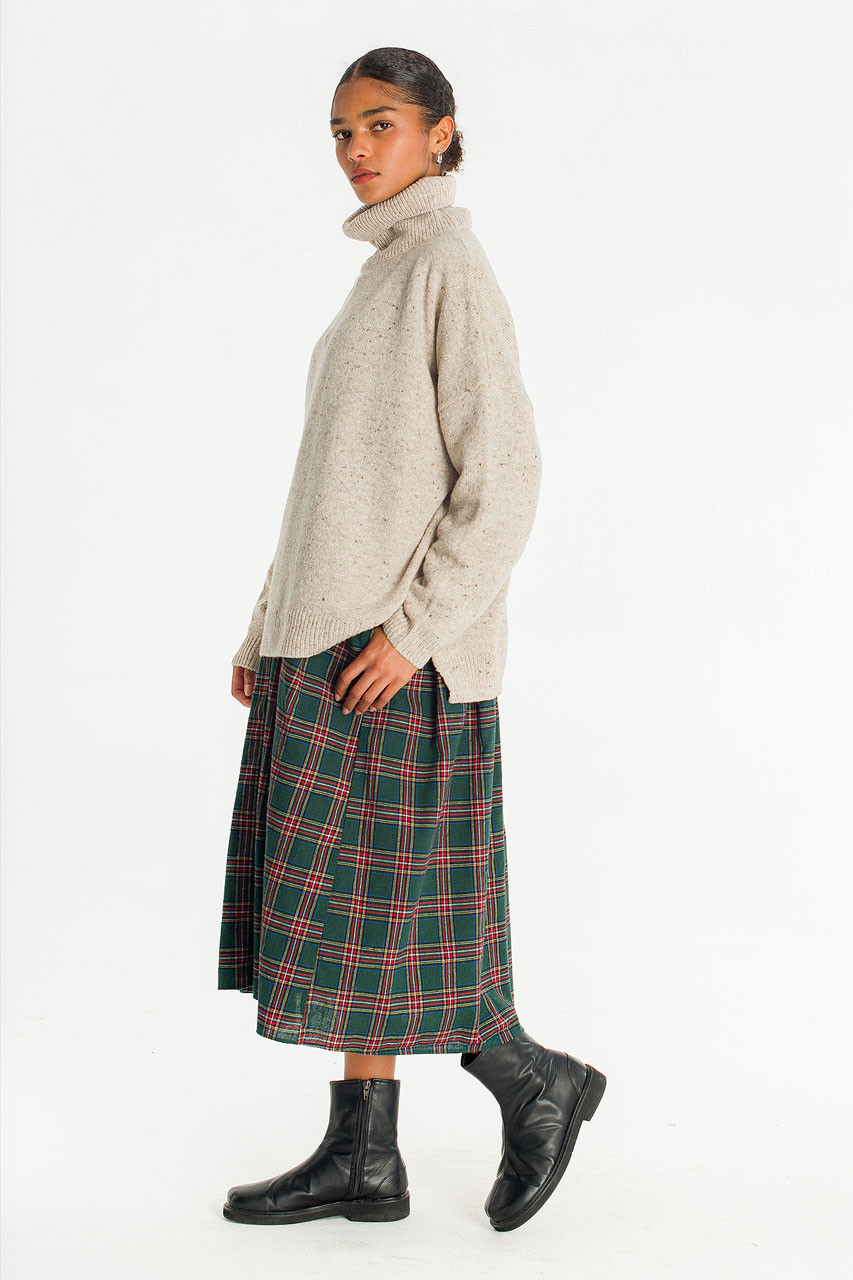Oversize Boucle Roll Neck Jumper, Pebble
