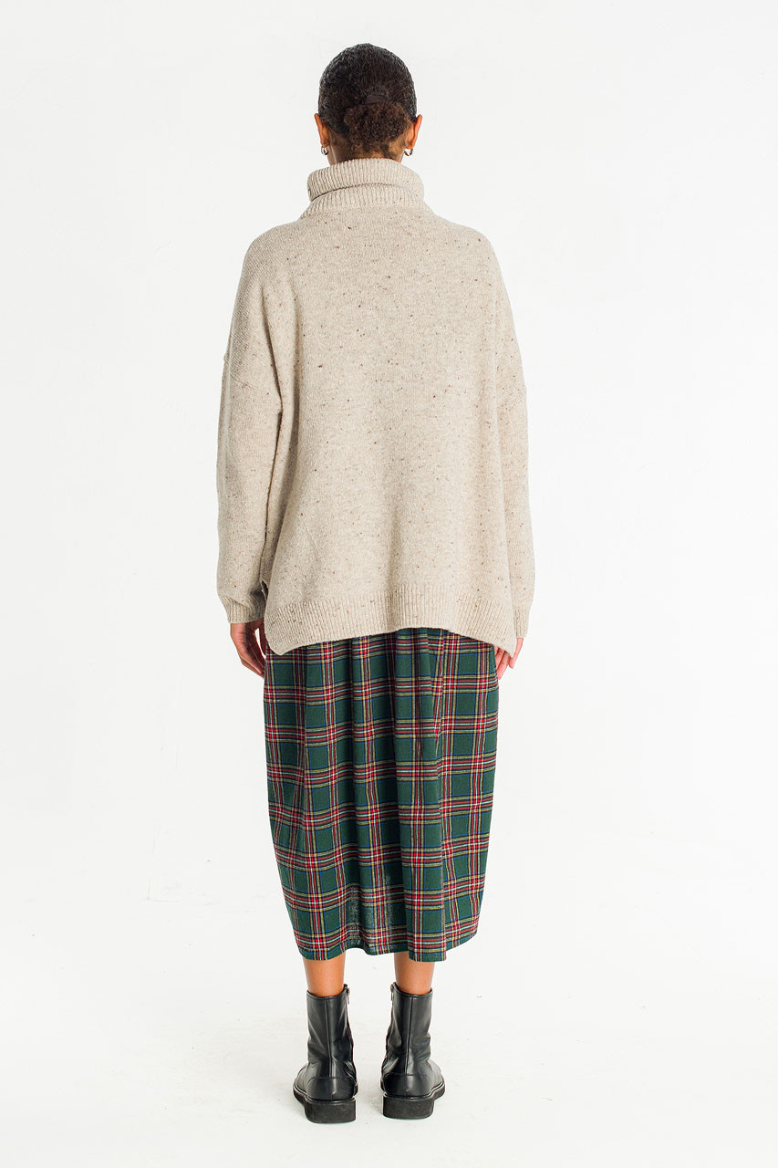 Oversize Boucle Roll Neck Jumper, Pebble