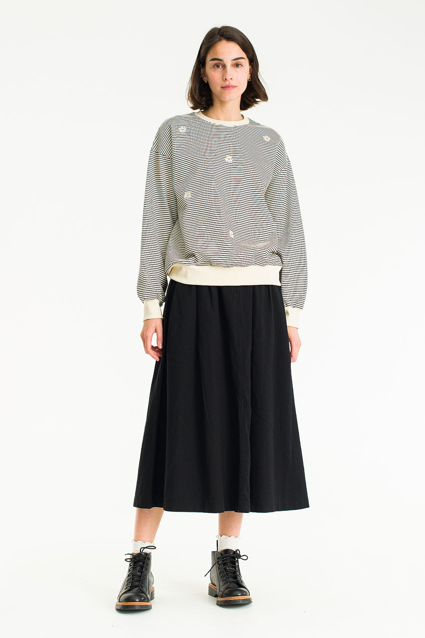 Fleece Daisy Stripe Sweatshirt, Ivory