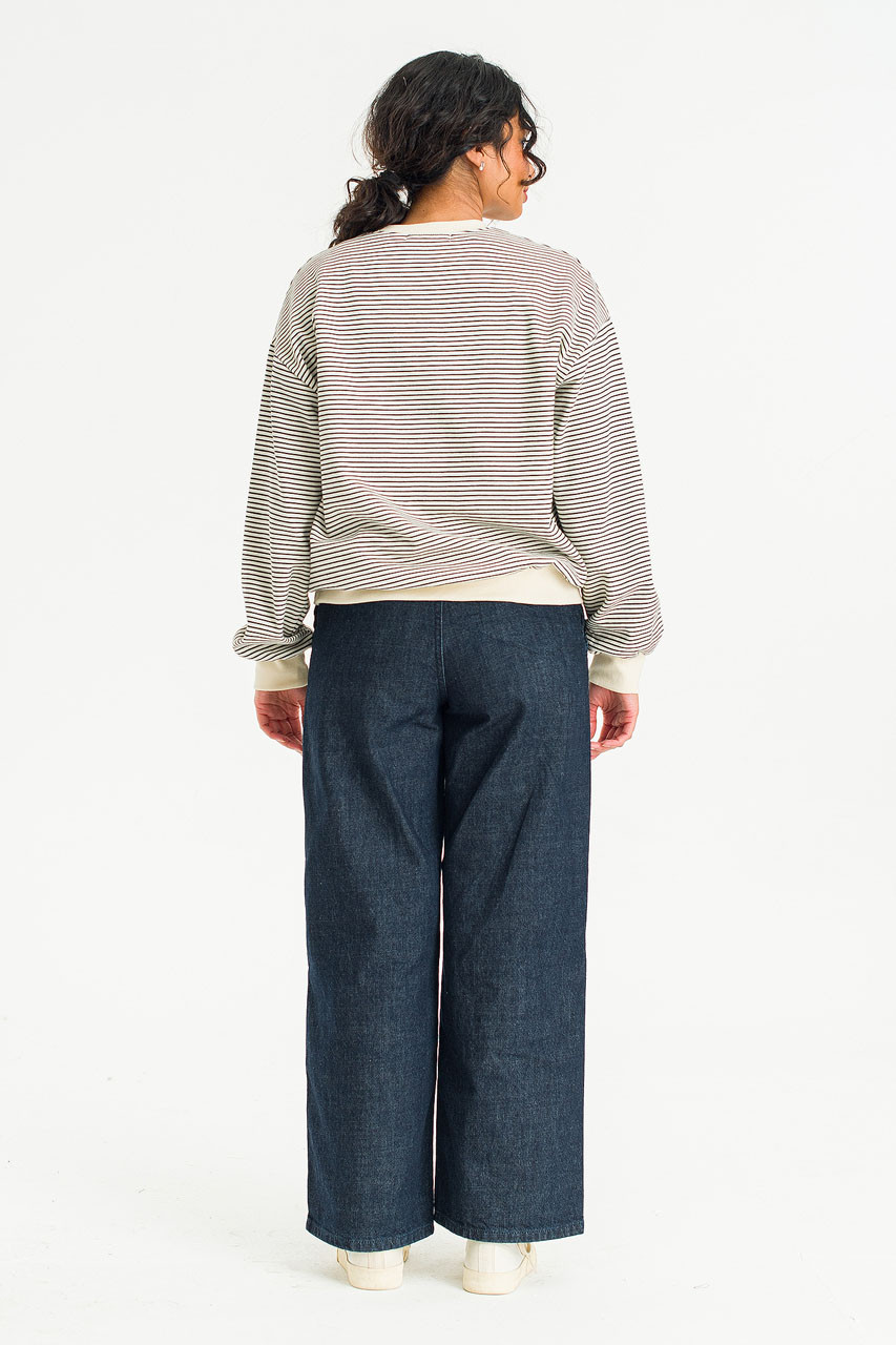 Fleece Daisy Stripe Sweatshirt, Ivory