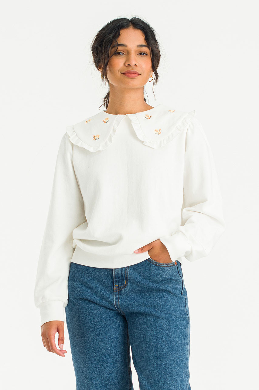 Wild Daisy Embroidered Sweatshirt, Ivory