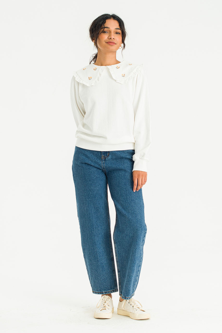 Wild Daisy Embroidered Sweatshirt, Ivory