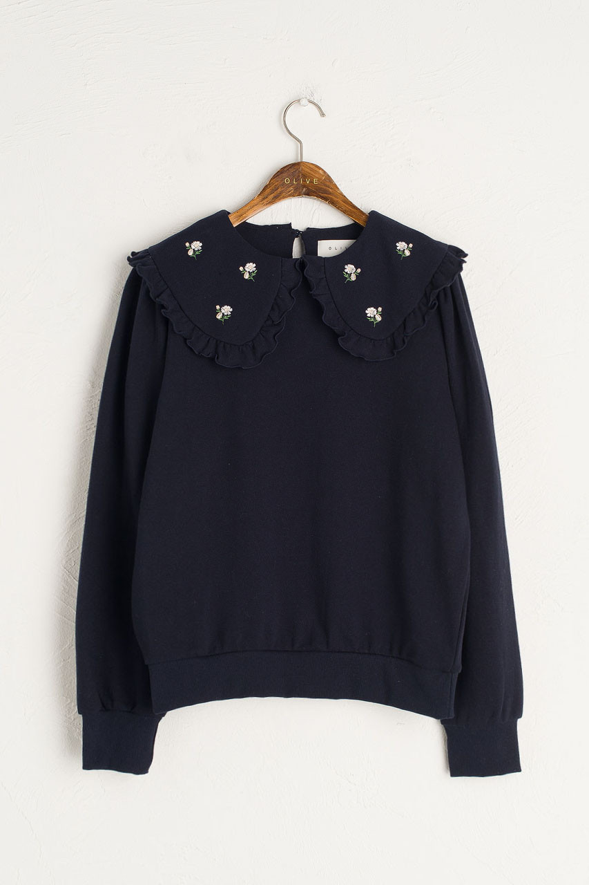 Wild Daisy Embroidered Sweatshirt, Navy