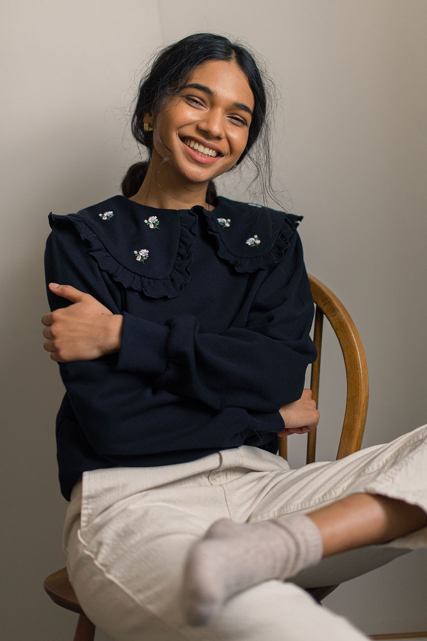 Wild Daisy Embroidered Sweatshirt, Navy