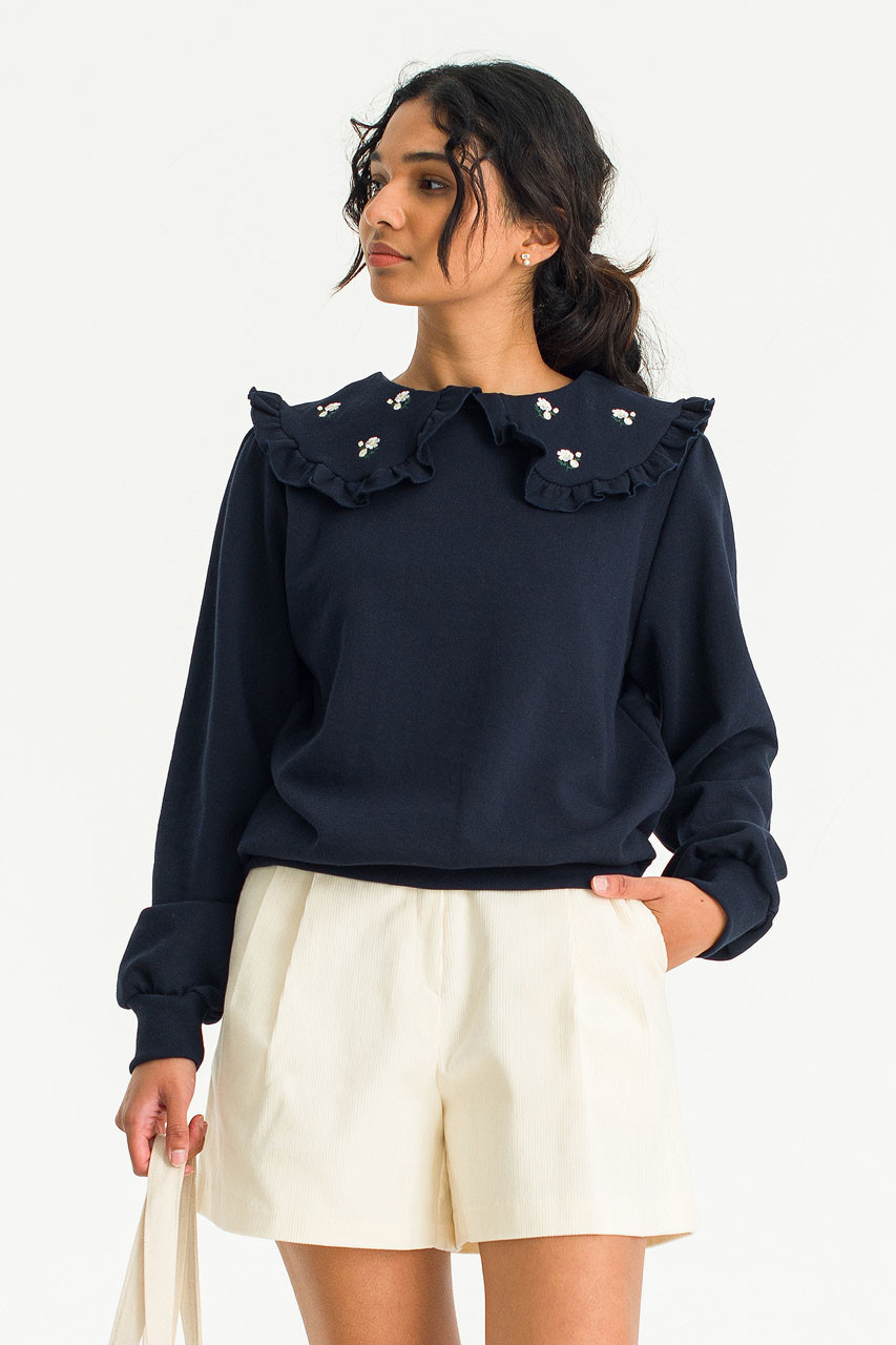 Wild Daisy Embroidered Sweatshirt, Navy