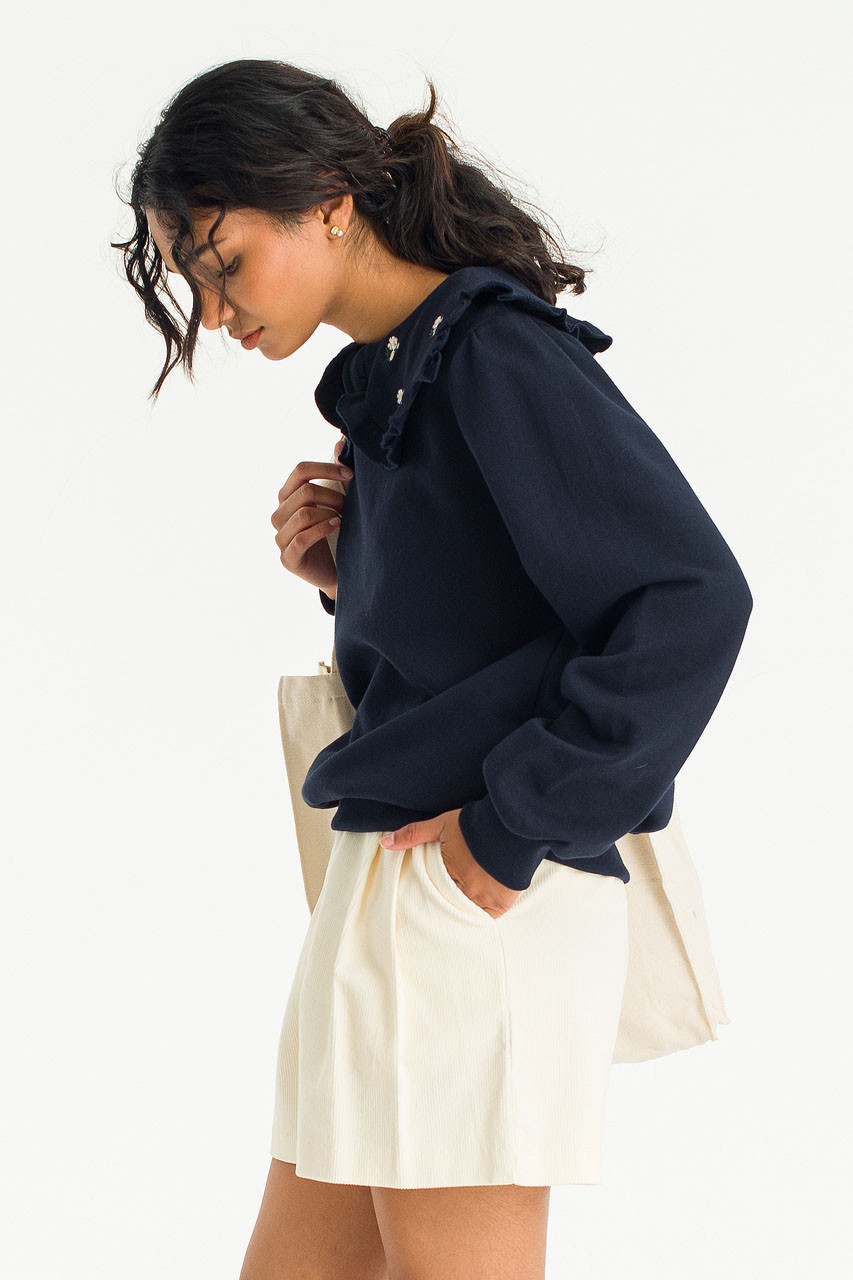 Wild Daisy Embroidered Sweatshirt, Navy