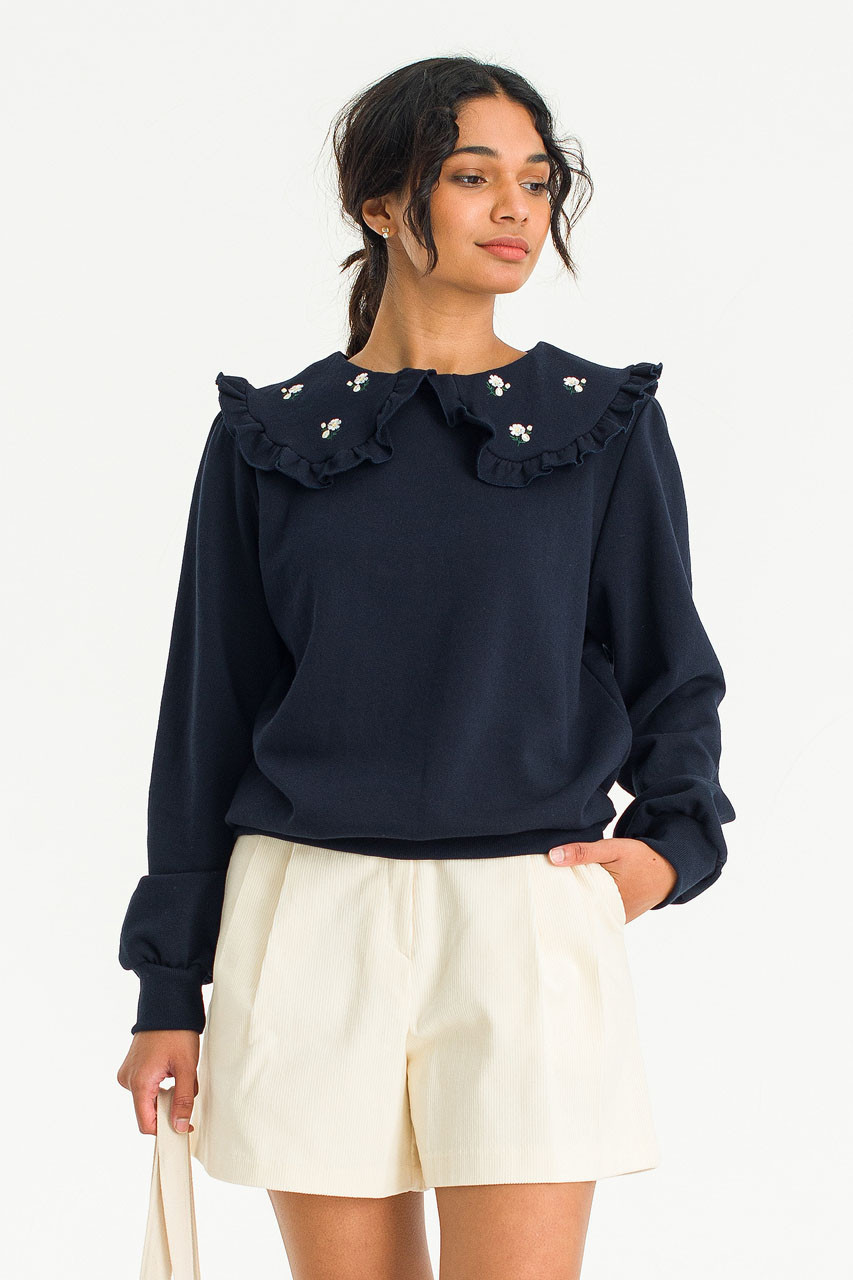 Wild Daisy Embroidered Sweatshirt, Navy
