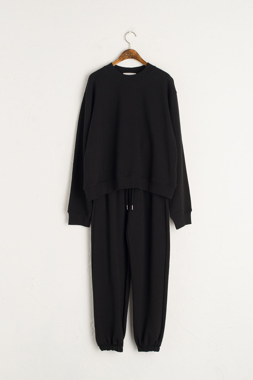 Sweatshirt & Jogger Set, Black