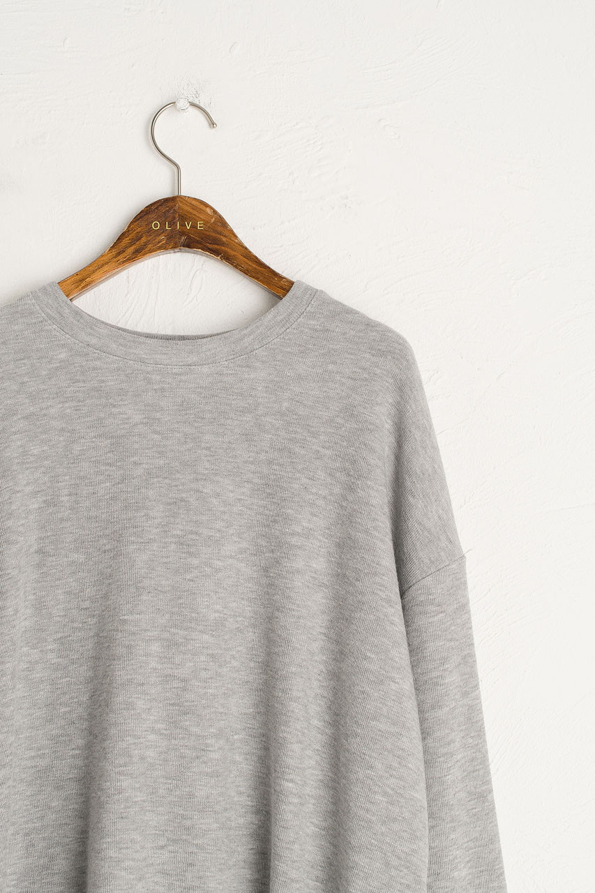 Slouch Tee & Wide Trousers Set, Melange Grey