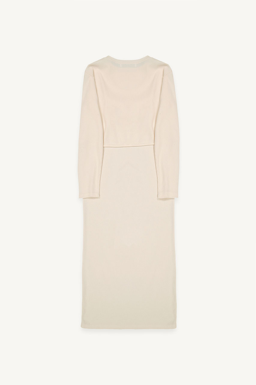 Sleeveless Dress & Crop Tee Set, Cream