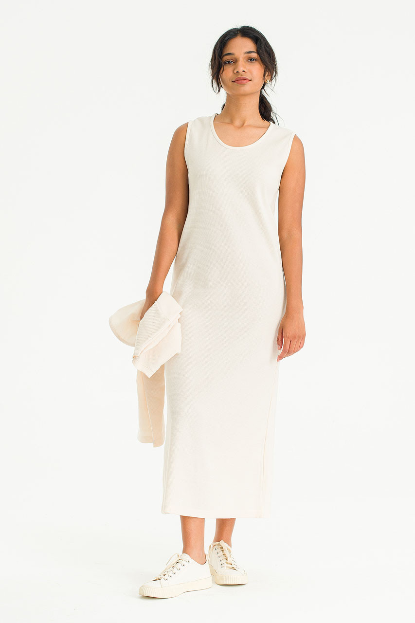 Sleeveless Dress & Crop Tee Set, Cream